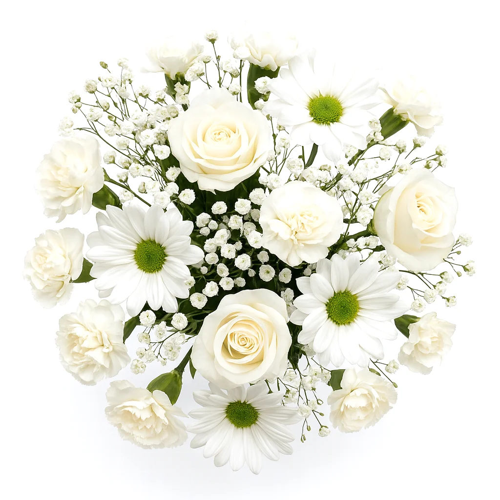 White wedding centerpieces with lush blooms, ideal for receptions, romantic gifts, and premium décor.