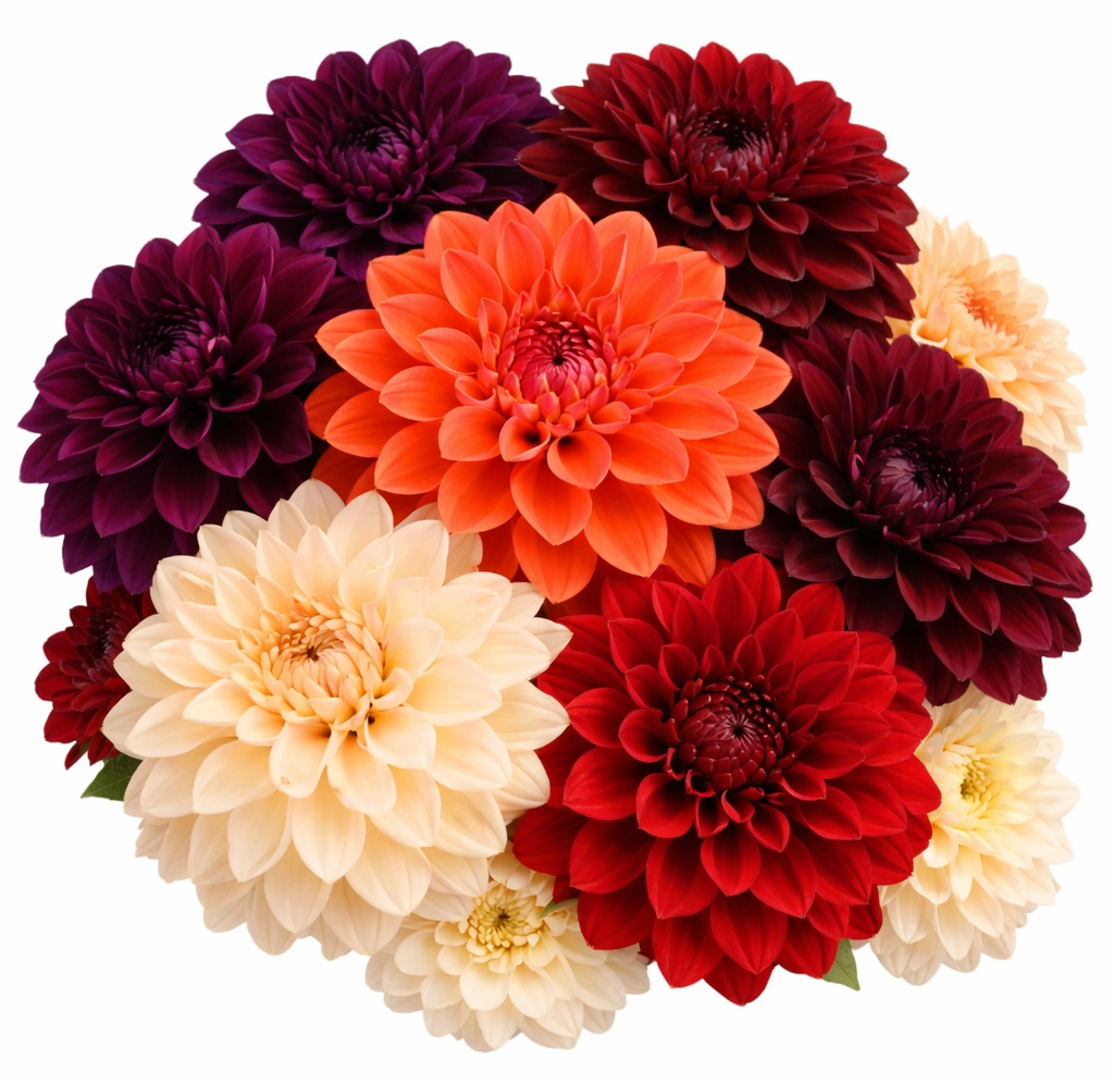 Bulk red, orange, burgundy, dark purple and cream dahlias for weddings and events – Ember Dahlia Collection wholesale year round