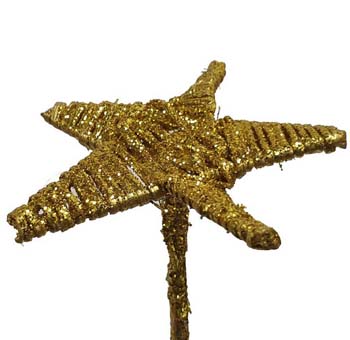 Gold glitter Lata star for luxurious weddings, seasonal centerpieces, and festive arrangements.