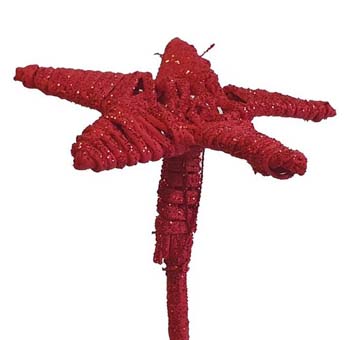 Red glitter Lata star for vibrant holiday weddings, floral gifts, and festive events.