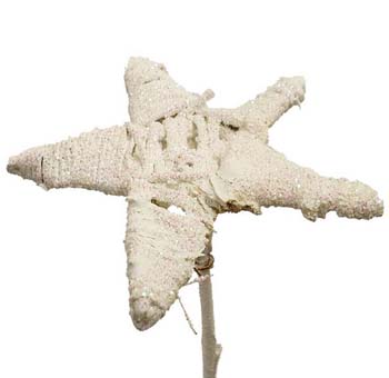White glitter Lata star with sparkle, ideal for weddings, holiday gifts, and elegant centerpieces.
