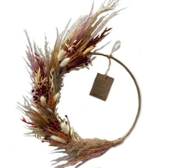 Autumn Golden Semi Dried Wreath, a symbol of abundance and gratitude, radiating the warm, harmonious spirit of autumn.