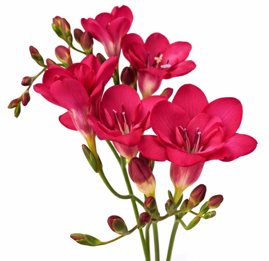 Hot pink freesia fresh cut flowers sold in bulk at wholesale prices, vibrant fragrant blooms for weddings and events.