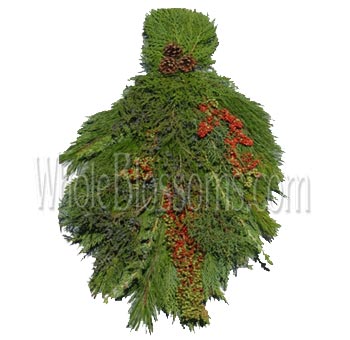 Pine mix door swag with seasonal greenery, perfect for winter weddings, gifts, and rustic décor.