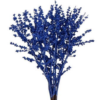 Bold blue metallic Ilex berries for striking weddings, luxe styling, or expressive seasonal arrangements.
