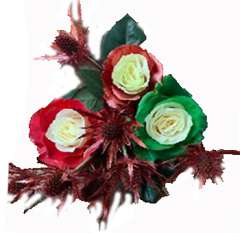 Holiday Warmth Copper Green Red Roses