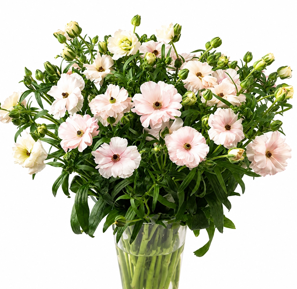 Light Pink Butterfly Ranunculus Ariadne flowers with delicate blush blooms, perfect for weddings and luxury floral arrangements.
