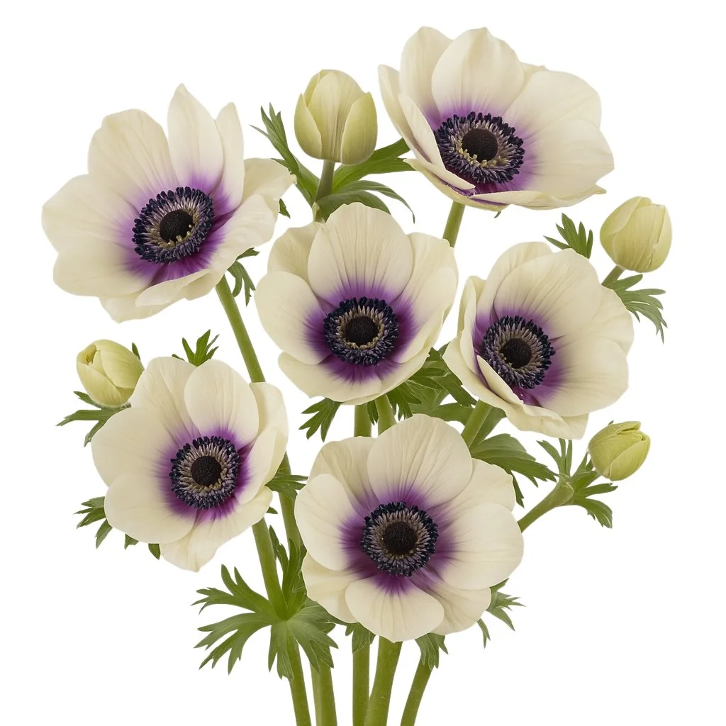 Stunning bicolor lavender anemone flowers with deep centers, perfect for weddings, bridal bouquets, and premium wholesale floral decor.