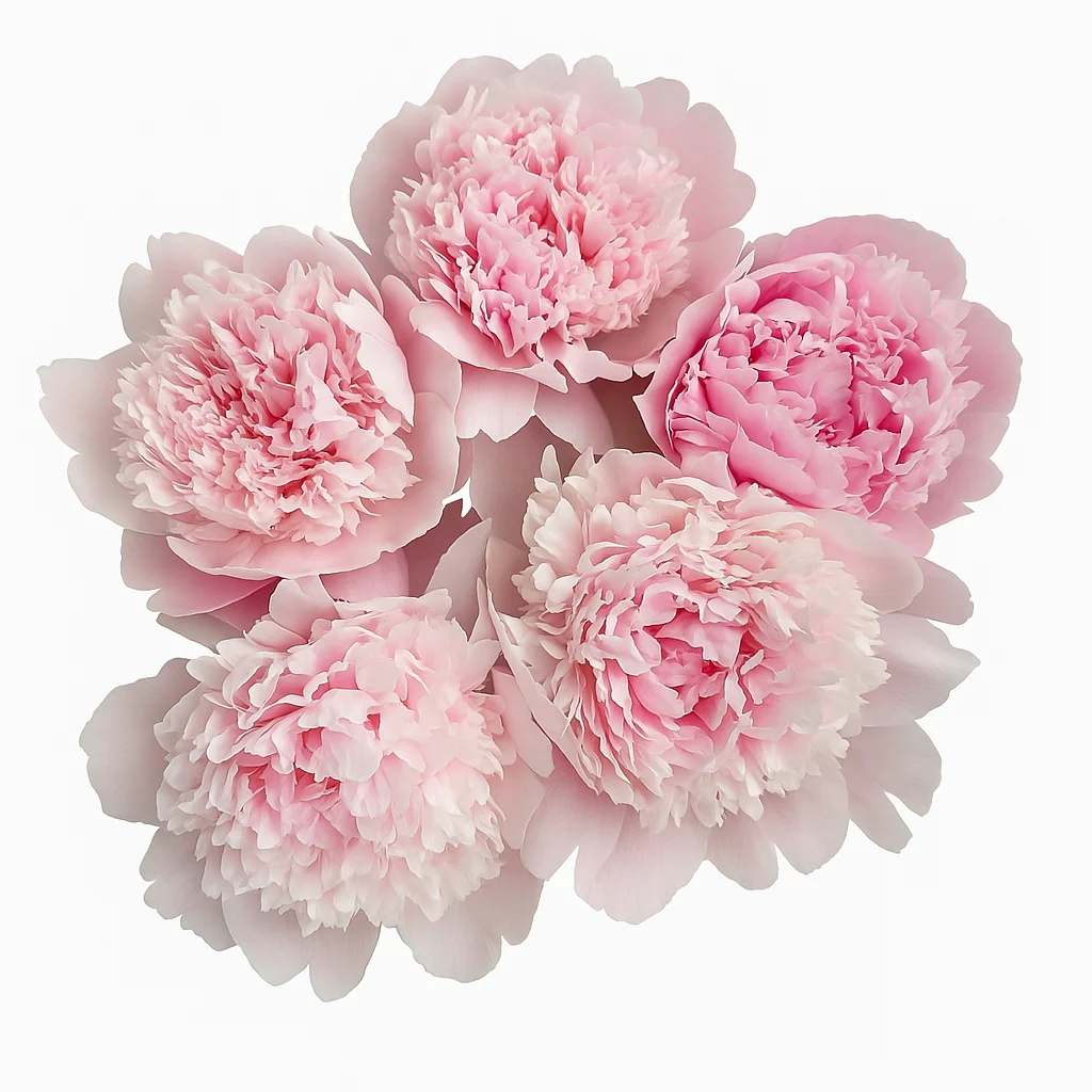 Bulk bunches of Alertie Blush Peonies with soft, ruffled petals, preferred by florists for spring weddings and elegant designs.