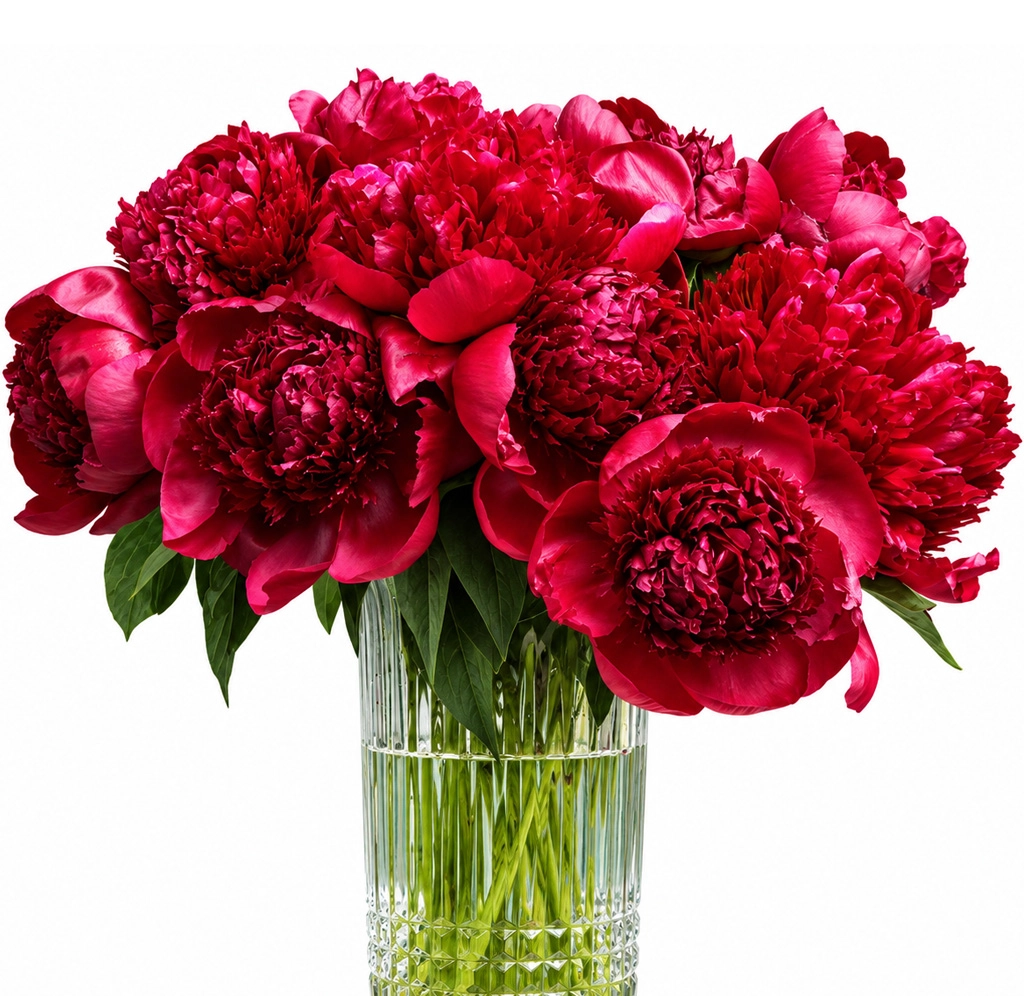 Bulk red peonies in September available wholesale for weddings and events.