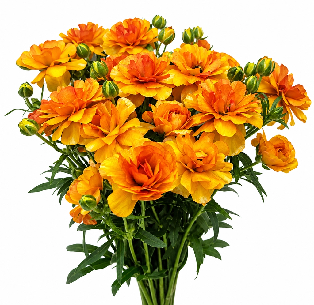 Orange Butterfly Ranunculus Minoan with vibrant orange blooms, perfect for wedding bouquets and luxury floral arrangements.