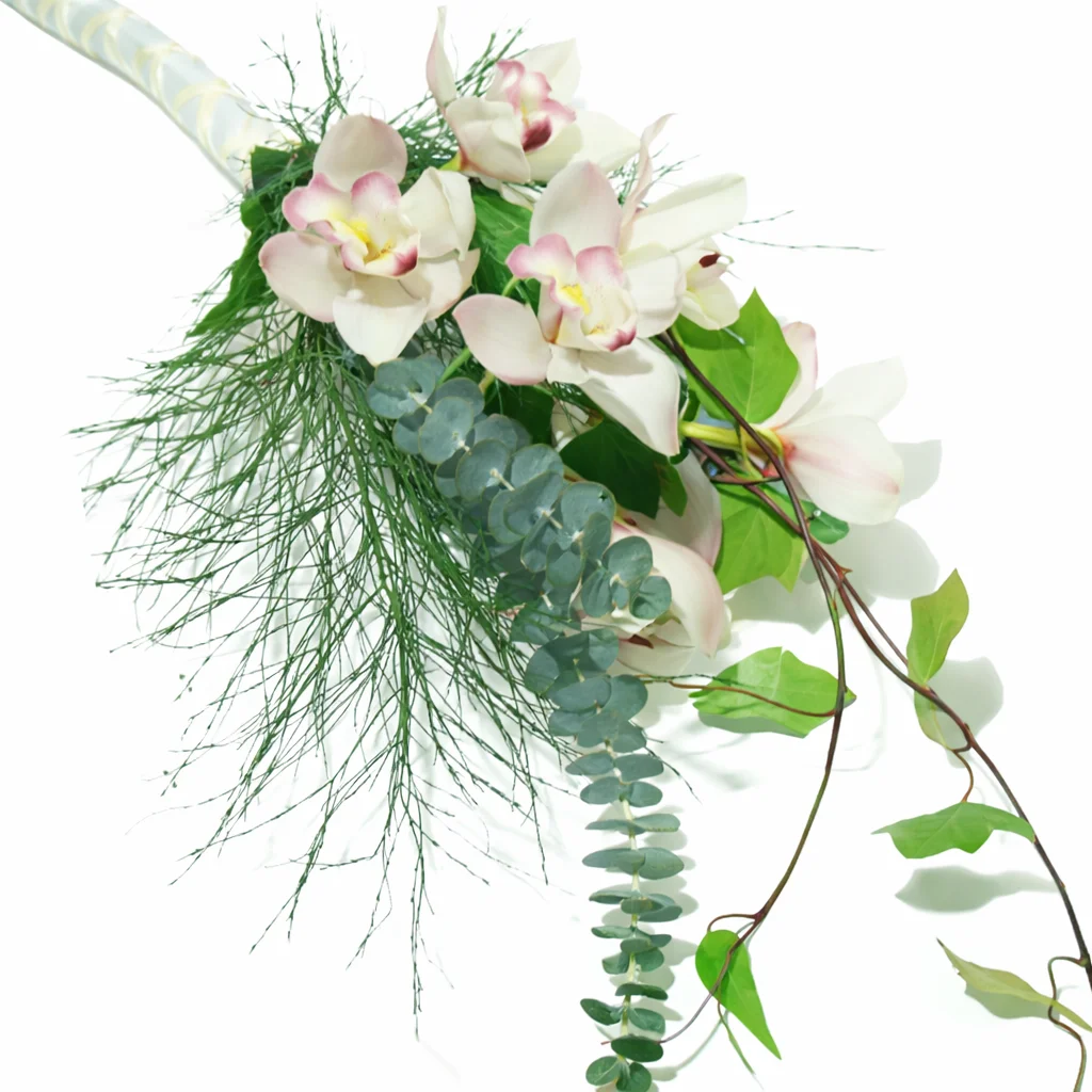 White Hand-Tied Cymbidium Bridal Bouquet White Hand-Tied Cymbidium Bridal Bouquet