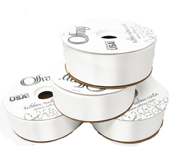 Classic white satin ribbon ideal for bridal florals, romantic gifts, and elegant premium flower wrapping.