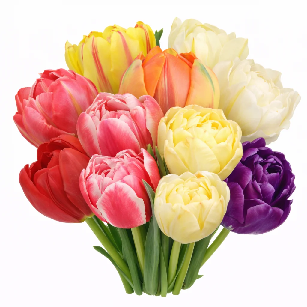 Double tulips bulk flowers for weddings, lush wholesale tulips for bouquets and elegant centerpieces.