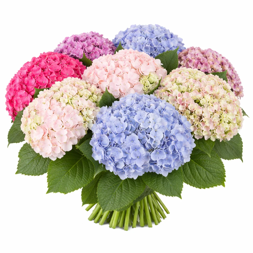 Dutch hydrangeas bulk flowers for weddings and events, premium wholesale hydrangea blooms for centerpieces and arrangements.