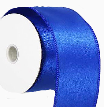 Royal blue satin ribbon 1 3/8 inch double faced for weddings and floral design.