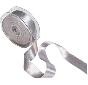 Double faced silver satin ribbon used for bouquets, centerpieces, and formal events.