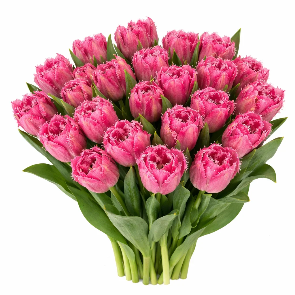 Fringed pink tulips bulk flowers for weddings, delicate ruffled blooms for bouquets and elegant arrangements.
