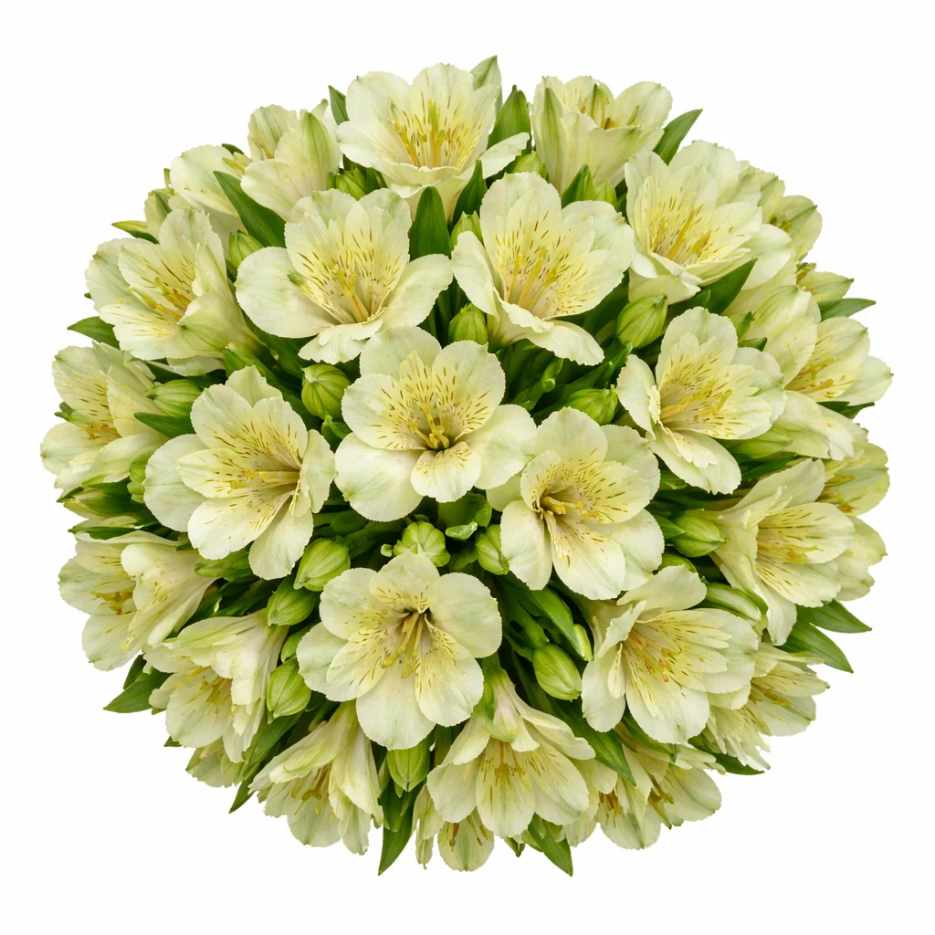 Green alstroemeria blooms, adding a touch of freshness and vitality to wedding decor.