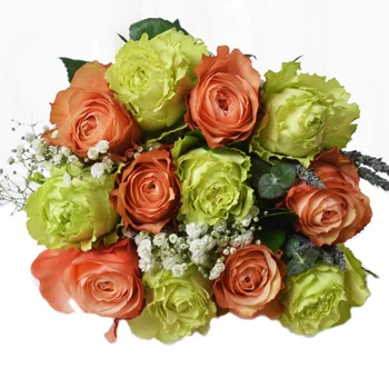 Green & Orange Roses Bouquet