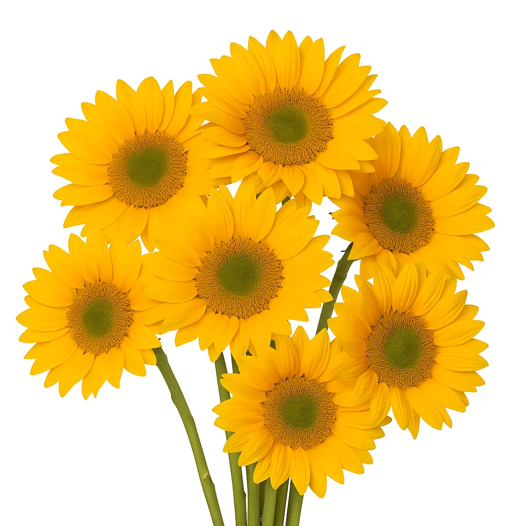 Green center sunflower featured in a summer wedding centerpiece, offering a unique twist on traditional sunflower design.