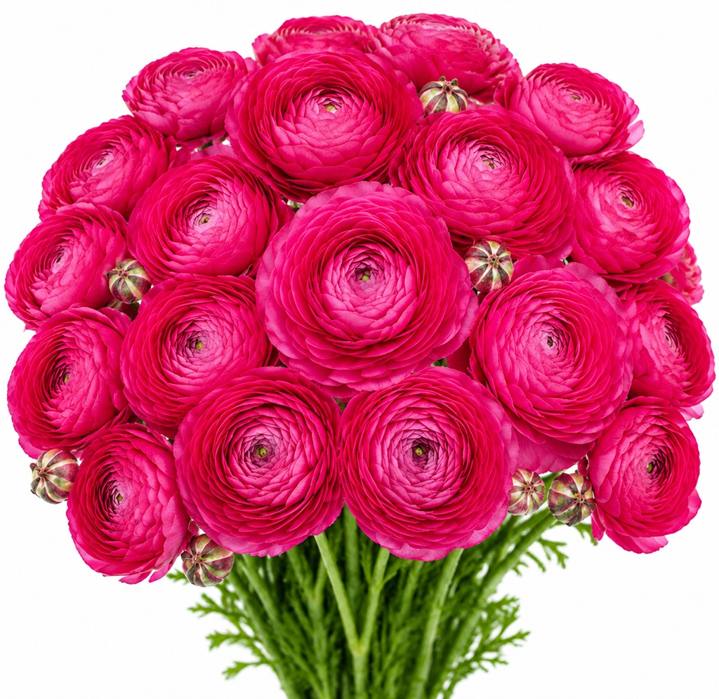Fresh hot pink ranunculus flowers available for bulk wholesale next-day delivery.