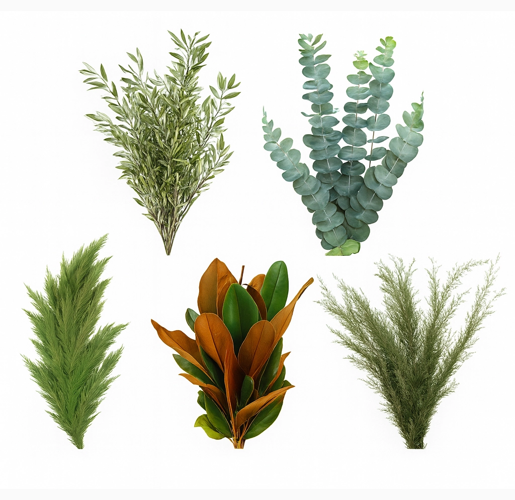 Christmas Mixed Box Collection - Brrr, 5 bunches of holiday greenery for seasonal decor.