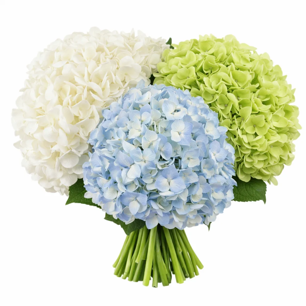 Natural hydrangeas bulk flowers for weddings and events, fresh wholesale hydrangea blooms for bouquets and centerpieces.