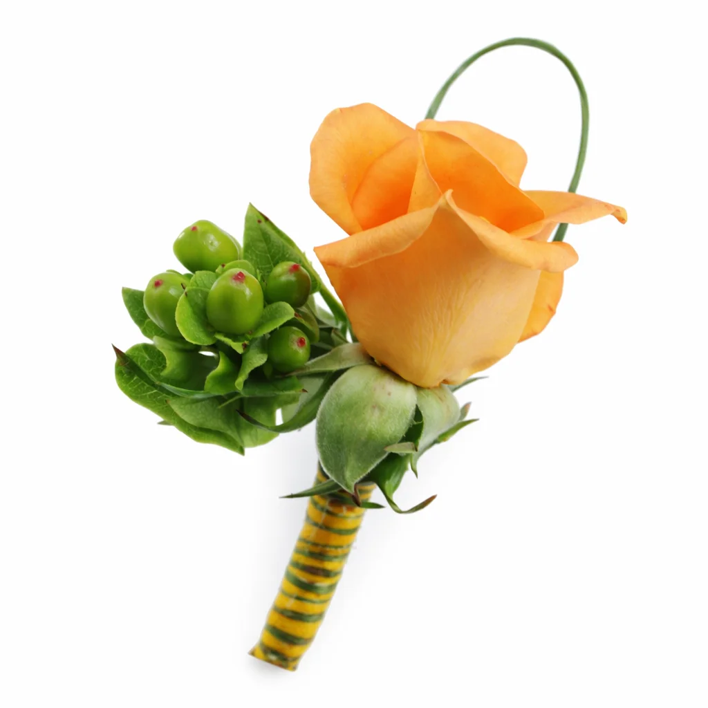 Orange Peach Rose Boutonniere Flower Orange Peach Rose Boutonniere Flower