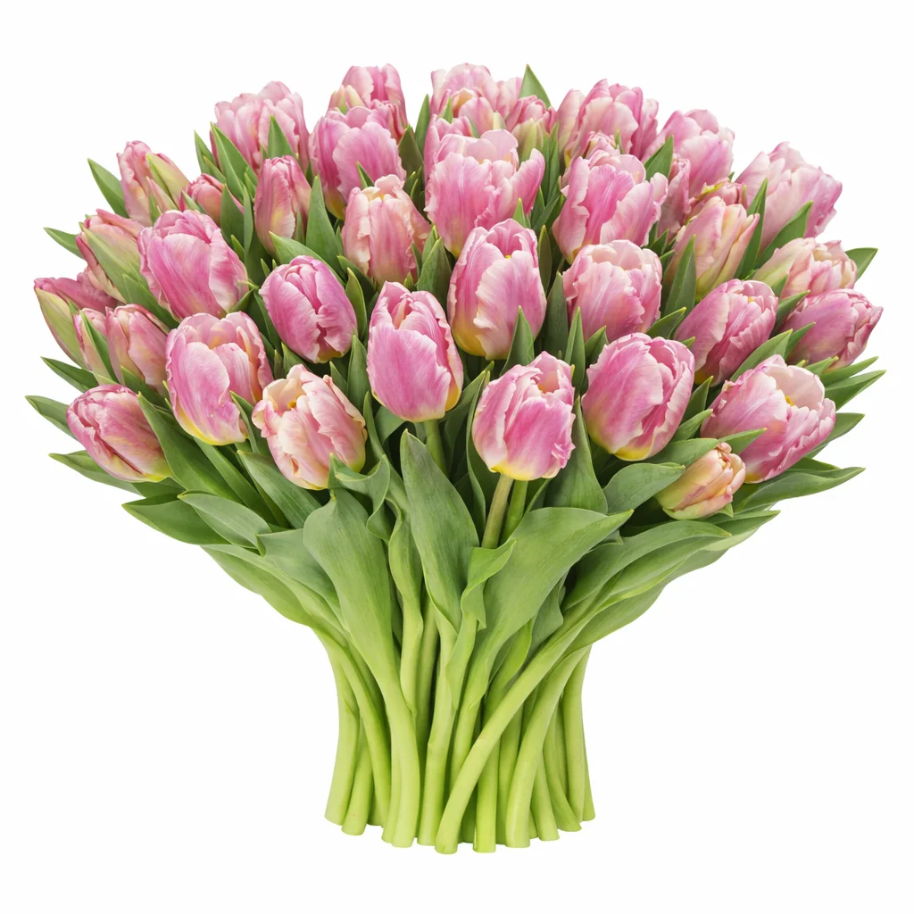 Dark pink bicolor parrot tulips bouquet with ruffled petals – bulk wholesale flowers for weddings and events.