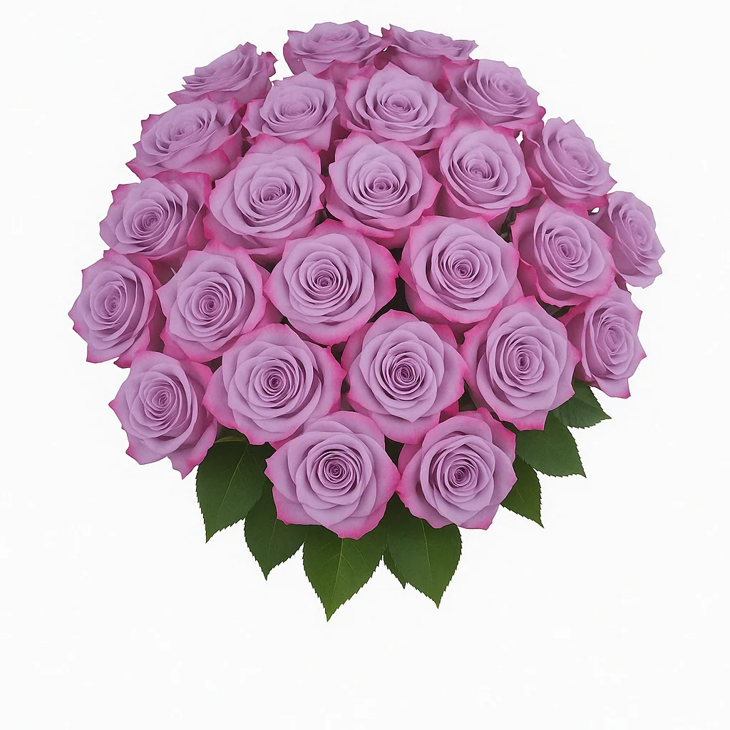 Bulk bunch of Purple Haze Lavender Roses in full bloom with dusty purple hues, perfect for weddings, floral shops, and large-scale flower installations.