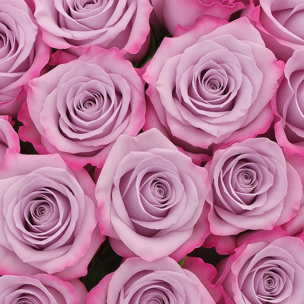 Wholesale bunch of Purple Haze Lavender Roses with muted lavender tones, ideal for florists sourcing premium romantic blooms for special events.