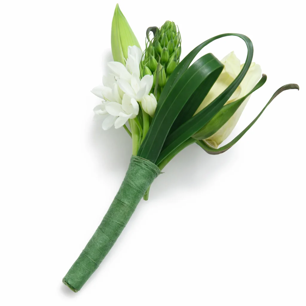 White Rose Star of Bethlehem Boutonniere Flower White Rose Star of Bethlehem Boutonniere Flower
