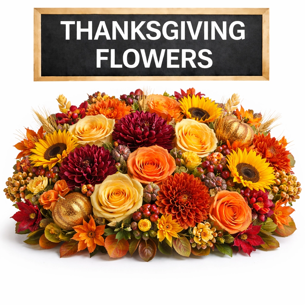 Thanksgiving flowers featuring warm autumn arrangements for holiday tables, family gatherings, centerpieces, and seasonal entertaining.