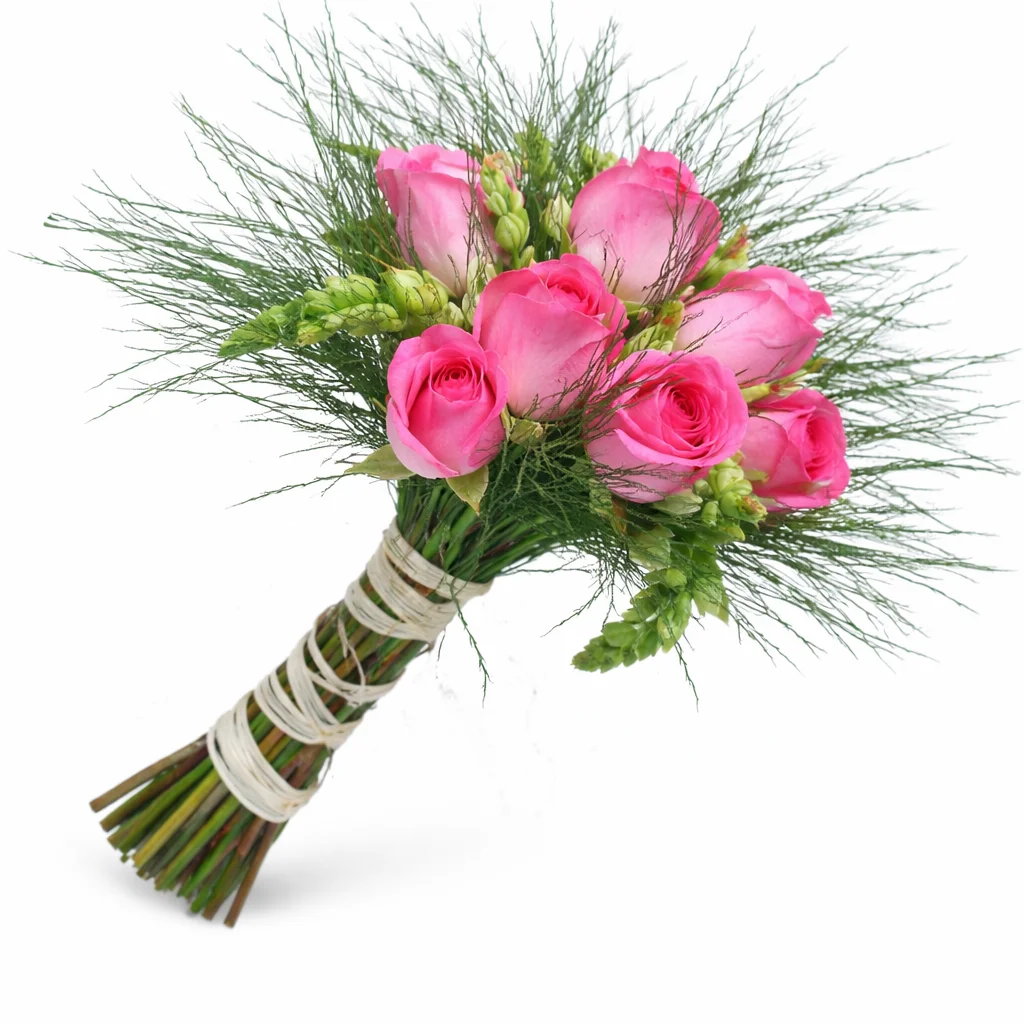 Dark pink rose posy bridesmaid bouquet with rich tone, perfect for weddings, gifts, and romantic styling.