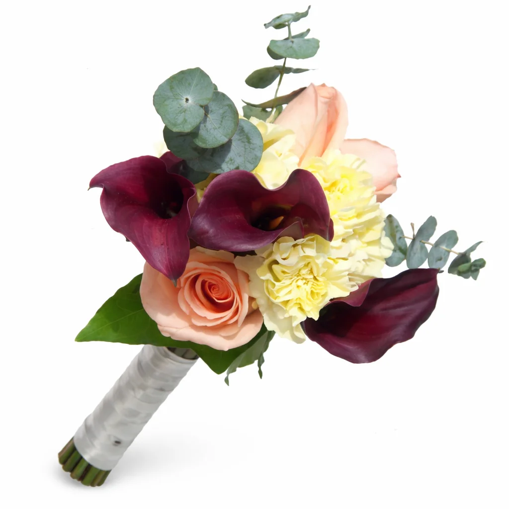 Peach Purple Nosegay Rose Mini Calla Bridesmaids Bouquets Peach Purple Nosegay Rose Mini Calla Bridesmaids Bouquets