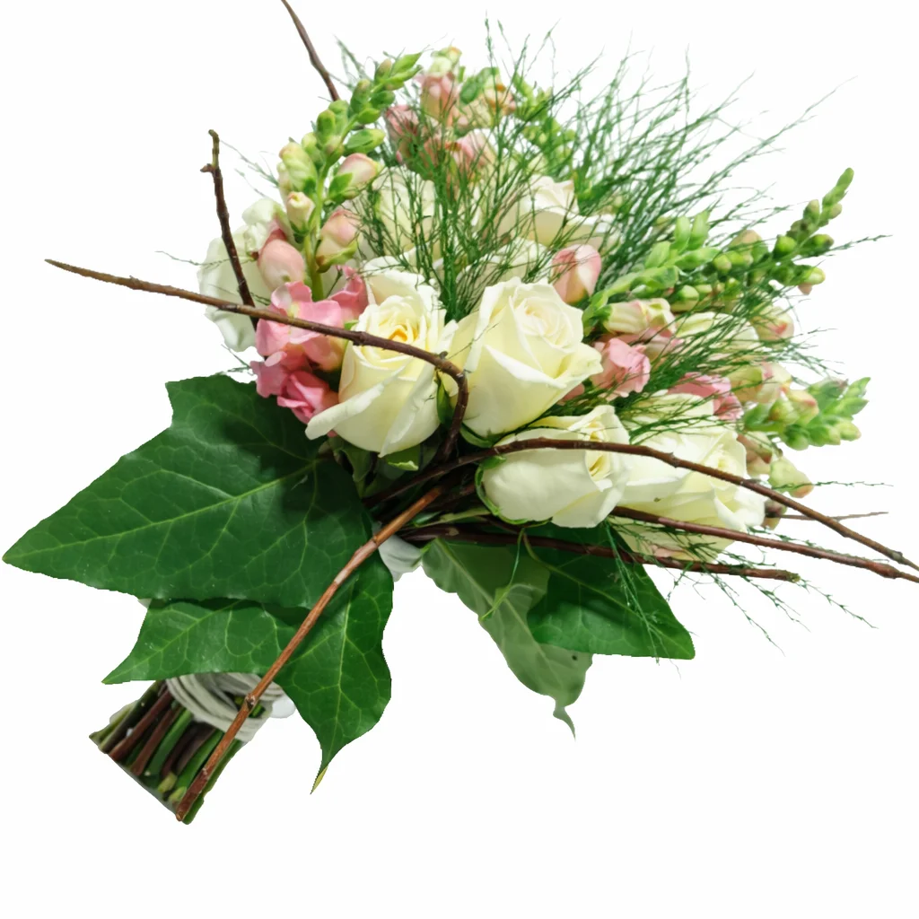 White Pink Round Rose Bridal Bouquet White Pink Round Rose Bridal Bouquet