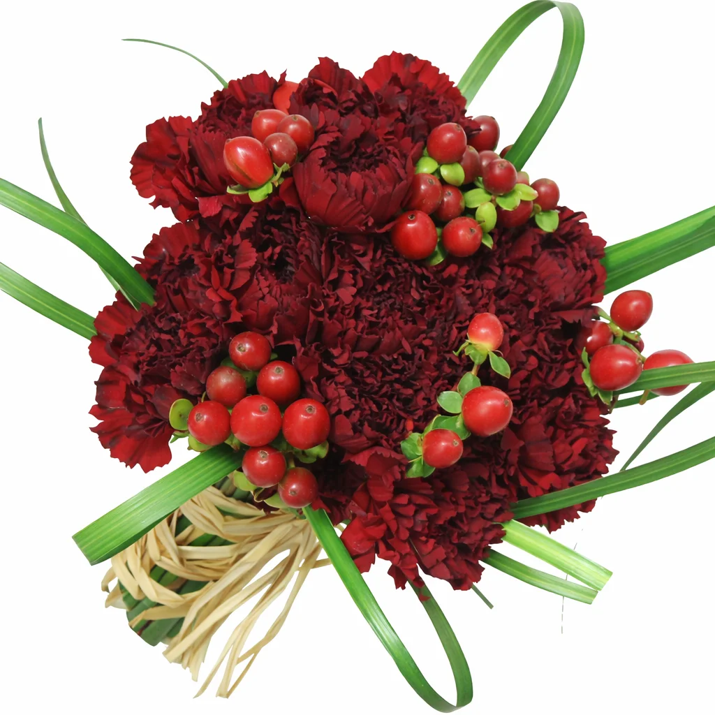 Red Posy Carnation Bridal Bouquet