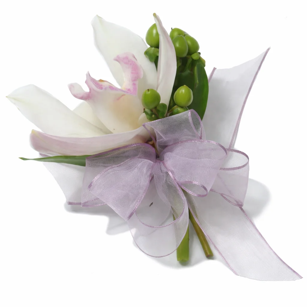 White Cymbidium Orchid Pin Corsage Flower White Cymbidium Orchid Pin Corsage Flower
