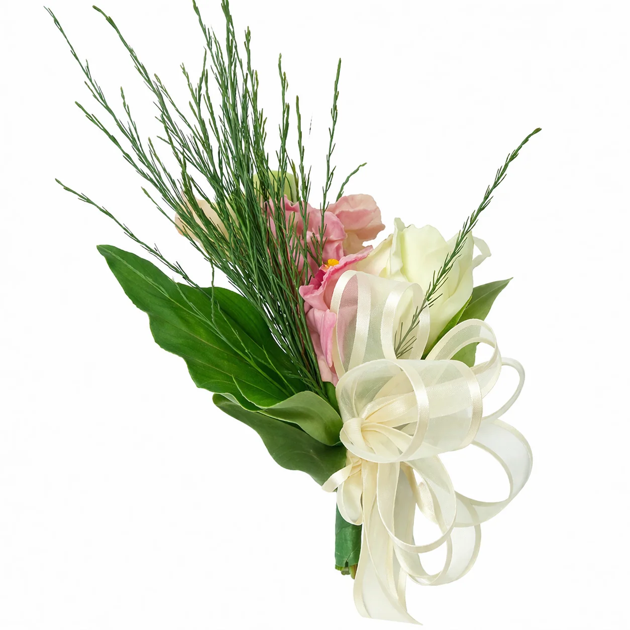 White Pink Rose Snap Pin Corsage Flower