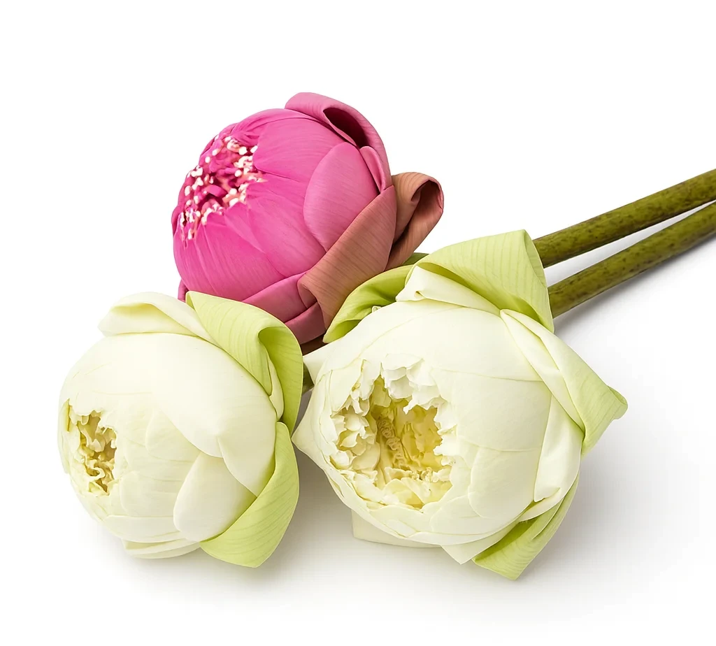 Stunning pink and white lotus flowers in bloom, symbolizing serenity and elegance for any occasion.