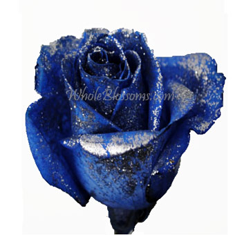 Blue Glitter Rose for Valentine's Day