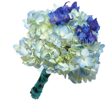 Blue Hydrangea Round & Posy Bridal Bouquet