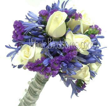 White Blue Nosegay Rose Bridal Bouquet