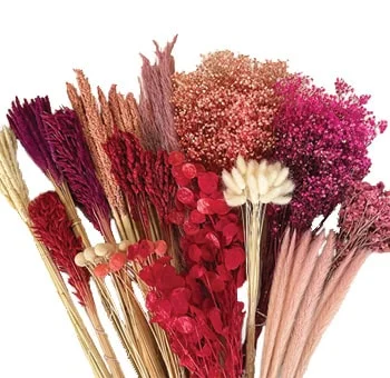 Exquisite Dry Flower Decor Pink and Red Mix Designer Box, filled with vibrant dried flowers for elegant decor.