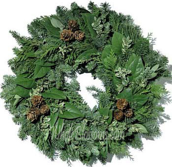 Evergreen Wreath and Cones