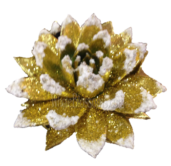 Gold Succulent With Snow Glitter