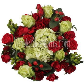 Green White Red Rose Centerpieces