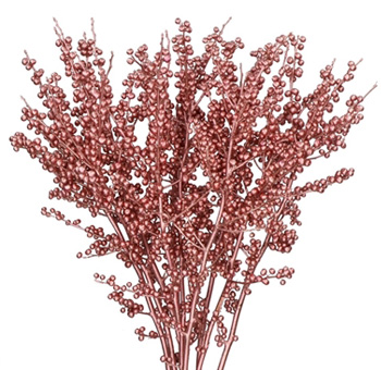 Ilex Berries Dyed - Metallic Rose Gold