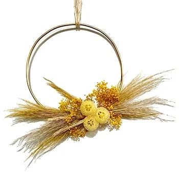 An exquisite Light Golden Dried Wreath, hand-woven and radiating warm elegance for timeless decor.